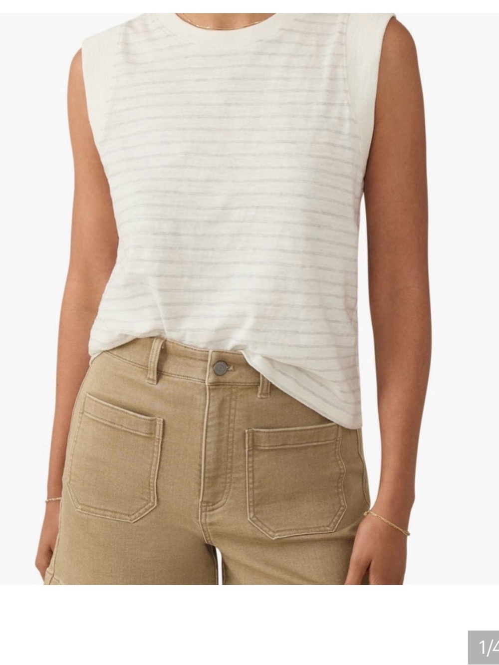 FAHERTY sunwashed muscle tank ivory rock stripe